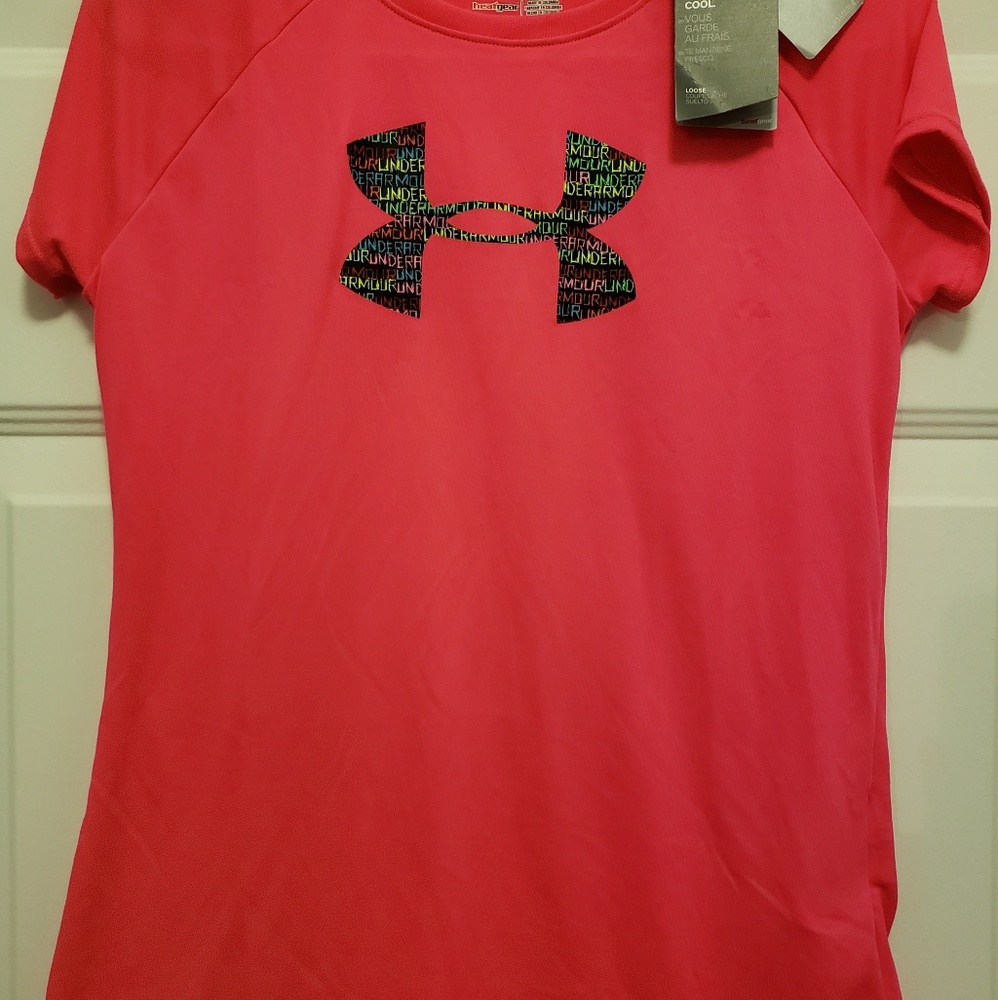 NWT YL Hot Pink Short Sleeve Under Armour Tshirt